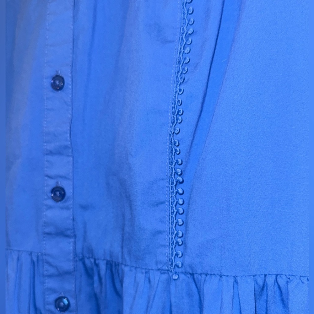 Nanette Lepore Shirt Midi Dress crochet Lace poplin 14 polished preppy classic - Picture 10 of 12